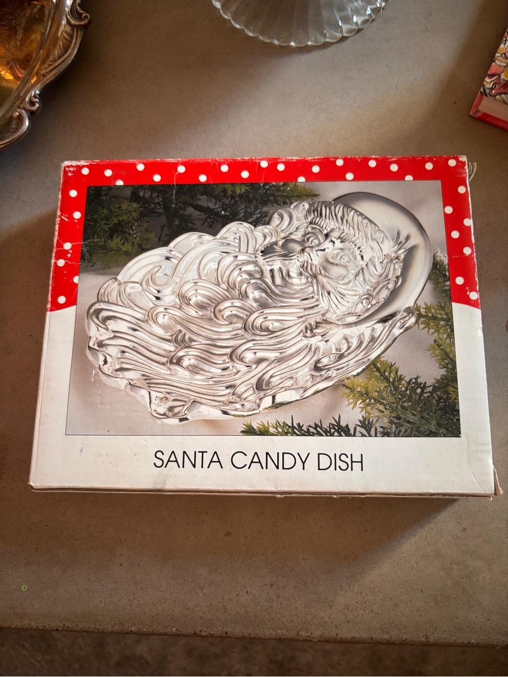 Wm Rogers & Son Silverplated Santa Candy Dish 8” Christmas Holiday w/ Box